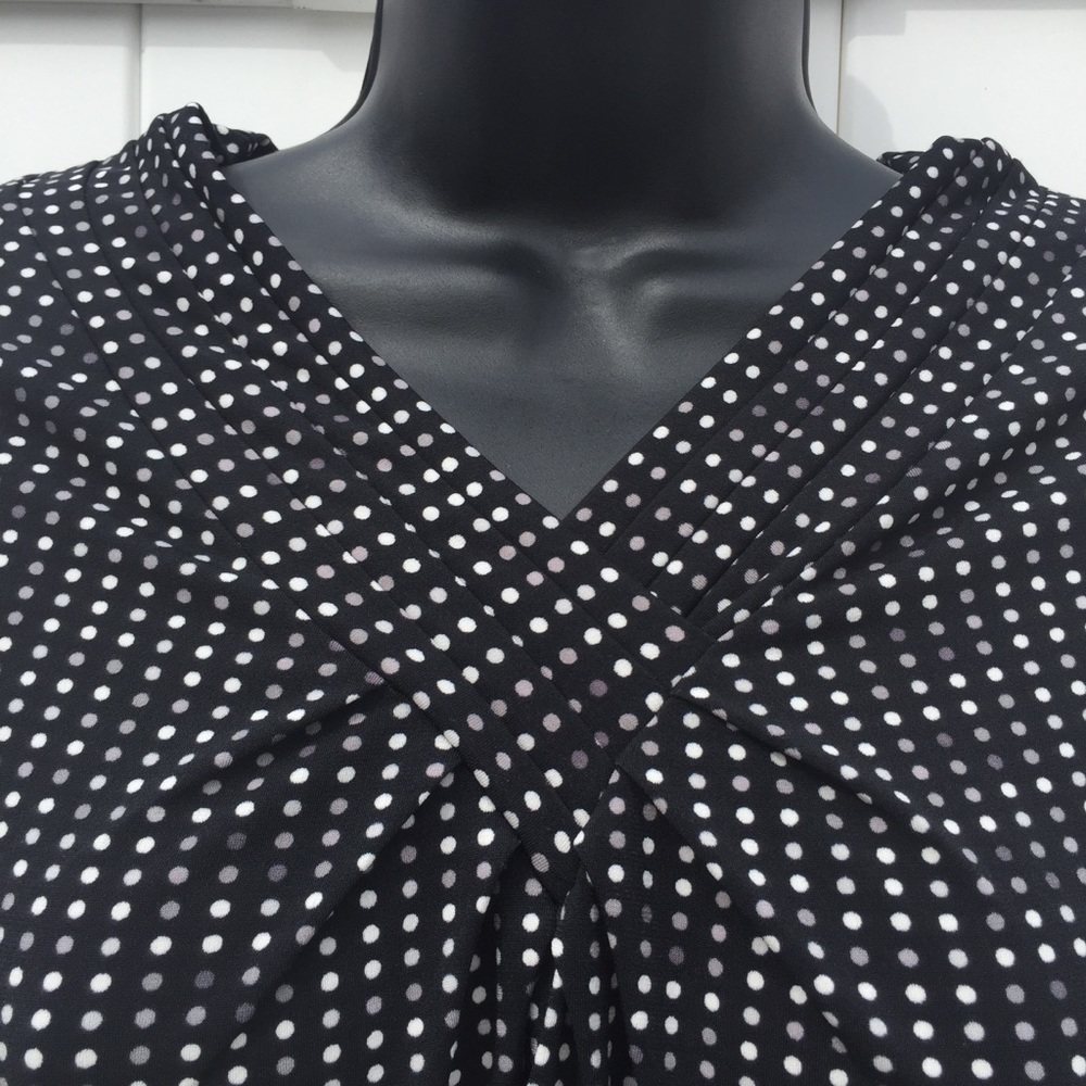 Worthington Petite, Stretch Black Poka Dot Top XLP